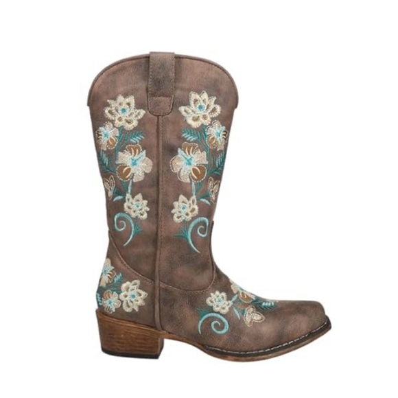 NEW IN BOX - Roper Women’s Riley Floral Cowboy Boots- Vintage Brown Faux Leather - Picture 3 of 6